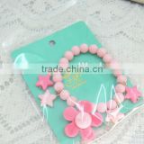 Colorful acrylic pearl bangle flower star pendant beaded bracelet for girls