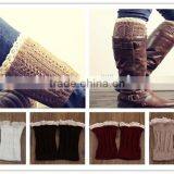 Short Paragraph Hollow Pattern Warm Leg Warmers Christmas Knit Women Leg Warmers With Buttons