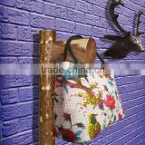 RTHHB-13 Trendy Latest Canvas Flowers Printed Kantha semi leather handled tote shopping bags Manufacturer And Suppliers