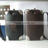 Outdooor Easy Carried Stainless Steel Hip Flask With Leather Case