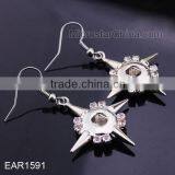 Copper Base Dangle DIY Rhinestone Button Earring thumbnail-5