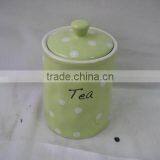 Ceramic Tea Jar in Dots Design thumbnail-1