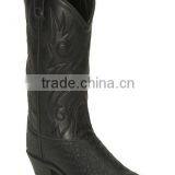 Black Wine Brown Smooth Leather Fancy Stitched Western Ostrich Print Cowboy Boots Wholesale thumbnail-2