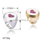 2016 Latest Stainless steel pink heart shape fancy gold ring designs for girls