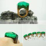Christmas Promotional Gift 2016 Miniature Landscapes for Women Jewelry Secreted Wooden Rings thumbnail-3