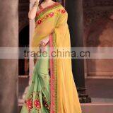 Yellow Georgette Saree thumbnail-1