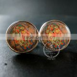 20mm silver plated morocco style flower art collage round glass cabochon fashion cufflinks wedding cuff links gift 6600052