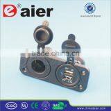 New 12-24V Rear Two Hole Panel Car Motorcycle Charger Dual USB Power Socket Splitter