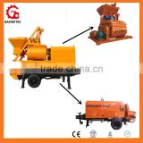 Good performance mobile trailer electric drive concrete pump with forced mixer