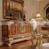 Luxury British Antique Painted Buffet, Dining Room Furniture Decorative Side Cabinet, Exquisite Hand Carved Wooden Sideboard thumbnail-2