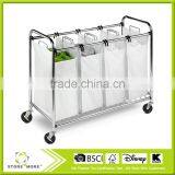 Heavy-Duty Quad Rolling Laundry Sorter/Hamper, Chrome thumbnail-1