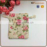 2017 Hot Sell Rose Flower Linen Bag Wedding Gift Linen Bag thumbnail-1