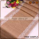 Fancy Quality Burlap Lace Dining Room Table Runners thumbnail-3