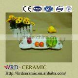 China stock ceramic garlic grater plate with Metal handle