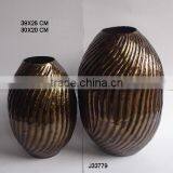 Egg Shape Fluted Vase in Antique Brass Finish Made in Sheet Aluminium thumbnail-1