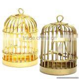 gold plated tea light candle bird cage