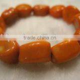 Wholesale 7" 15-20mm Orange Candy Natural Coral Stone Bracelet thumbnail-1