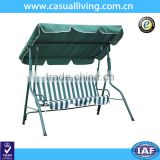 Outdoor 3 Person Patio Swing Bench with Iron Frame, -blue stripe