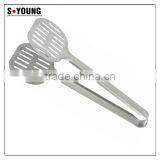 39002 9.5 Inch Slotted Stainless StFeel Kitchen Tongs BBQ Grill Food Salad Tongs thumbnail-1