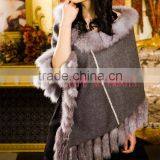 Silver Blue Fox Fur Trim Cashemere Capes thumbnail-2