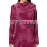 Striped Pattern Hooded Collar Pockets Leisure Top thumbnail-4