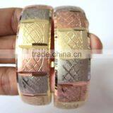 2 Bangle Set Design Semanario 3 Tone Gold Plated BRACELET BANGLES thumbnail-1