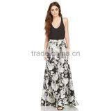 MGOO Latest Design Fashion Maxi Skrits For Women With White Floral Block Print A Line Floor Length 15146A121 thumbnail-3