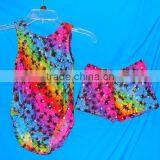 Leotard Girls Gymnastics Neon Rainbow With Stars, Holographic Save thumbnail-1