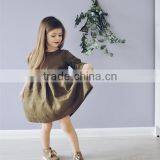 Ties Back Kid Clothing Linen Fabric Dress Elegant Girls Cotton Frock Designs thumbnail-1