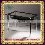 Hot Sell Modern Black Glass Dining Table Top Tempered and Metal Leg for Dining Room thumbnail-1