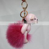 Myfur Customized Animal Little Bear Attached Real Fox Body Fur Ball Bag Charm Keychain thumbnail-2