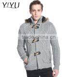 Latest Designs Man Fleece Lined Wool Top Cable Knit Cardigan Sweater With Hooded thumbnail-1