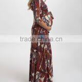 Newest Maternity Dresses With PinkBlush Burgundy Paisley Maternity Maxi Dress Women Wear WD80817-27 thumbnail-3