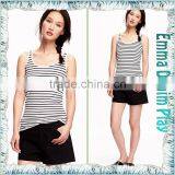 New Fashion Girl's Fitted Black White Striped Cotton Slinglet Tank Tops thumbnail-4