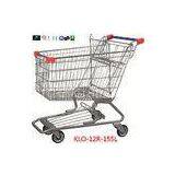 155L Red Plastic Metal Grocery Shopping Trolley / Grocery Store Shopping Cart