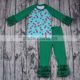 Yawoo Sales Promotional Cherry Patterns Green Clothing Girl Boutique Clothes