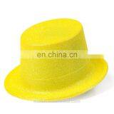 MH-2157 Classic Party Kit PVC Plain Full Size Bright Yellow Glitter Plastic Top Hat thumbnail-1