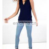New Arrival V-neckline Cut Out Front Top Regular Fit Women Summer Top thumbnail-3