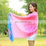 New 100% Cotton Rainbow Sunflower Jacquard Scarves With Tassels thumbnail-2