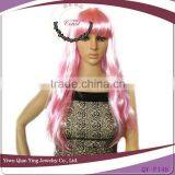 cheap long pink body wave party wig