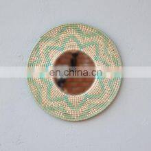 Best Price Natural Seagrass Boho Mirror Woven With Color Plastic Wall Mirror Decor Art Decor Manufacturer Vietnam Supplier thumbnail-1