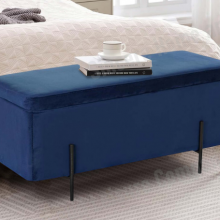 Hot-sale Living Room Comfortable Velvet Upholstered Modern Classic Indoor Solid Wood Frame Luxury Design Storage Foldable Ottoman Bench thumbnail-2