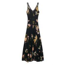 2025 Summer New Women's Suspender Temperament Printed Sleeveless V-neck Long Dress thumbnail-2