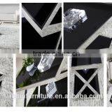 Living Room RB-1406 Modern Black Stoving Varnish Rectangular Tempered Glass Coffee Table With Stainless Steel Tea Table thumbnail-3