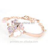 Fashion Jewelry Good Luck Clover Crystal Love Charm Bracelets Bangles for Women thumbnail-3