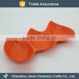 Top Quality Durable Orange Three Divided Porcelain Snack Serving Dish thumbnail-1