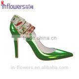 Green Patent Leather With Back Bowtie Pointed Toe Ladies High Heel Shoes thumbnail-2
