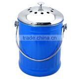 1.0 Gallon Colorful Painting Kitchen Metal Garbage Waste Bin With Stainless Steel Lid thumbnail-6