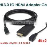 HIGH QUALITY 4Kx2K (3D Supported), MHL3.0 Micro USB TO HDM I Adapter Cable for Samsung S4/S5 thumbnail-1