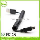Spiral Coiled USB 2.0 A Male to Mini USB 5Pin B Data Sync Charge Cable for MP3